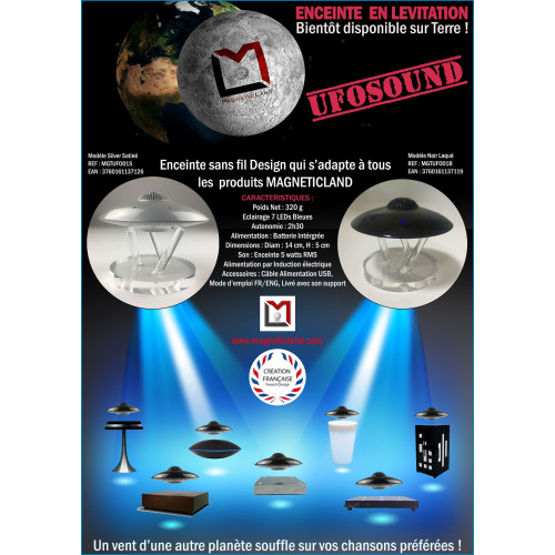 Enceinte Bluetooth en lévitation UFOSOUND Silver Satiné