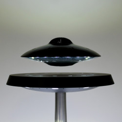 Enceinte en lévitation UFOSOUND Noire + lampe ALTHURIA Noire Pied Alu