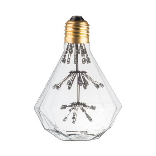 LAMPE DECO Diamant E27 ROUGE ALLUMEE