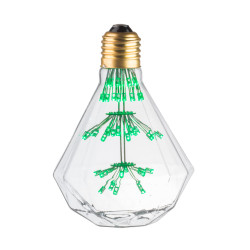 LAMPE DECO DIAMANT E27 VERT ALLUMEE