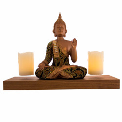 Base bois + 2 bougies LED en lévitation (statuette non incluse)