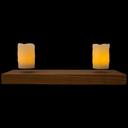 Base bois + 2 bougies LED en lévitation