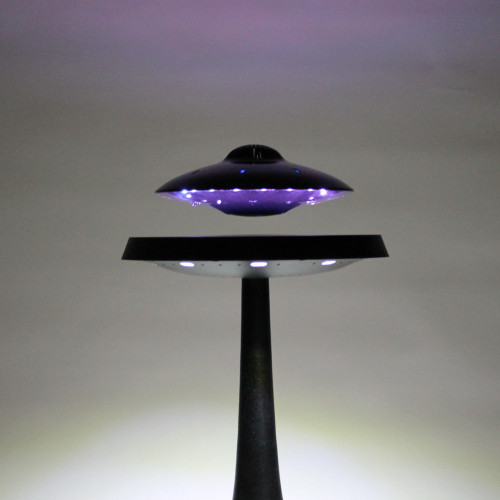 Enceinte en lévitation UFOSOUND noire sur pied noir