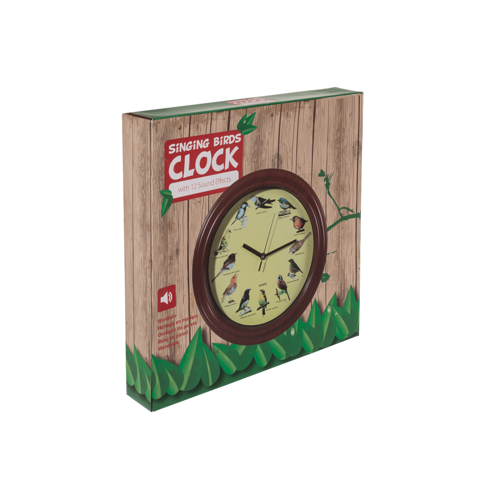 Horloge Murale à Quartz – Chants D'oiseaux Et Thermomètre Intégré