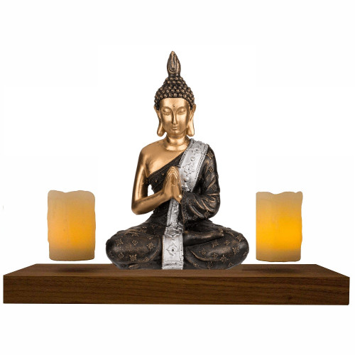 Base bois + 2 bougies LED en lévitation (statuette non incluse)