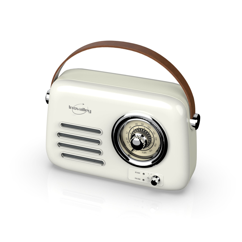 Radio Vintage portative bluetooth beige INOVALLEY
