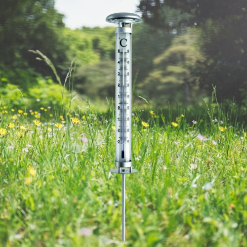 thermomètre de jardin solaire led