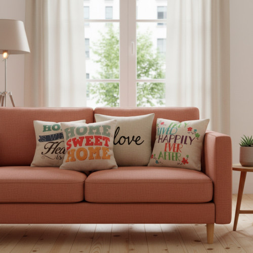 Coussin déco de la maison HOME IS WHERE MY HEART IS